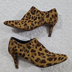 Cole Haan Lizette Shootie II Womens 8.5 calf hair heeled bootie animal print